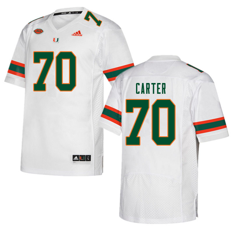 Men #70 Earnest Carter Miami Hurricanes College Football Jerseys Sale-White